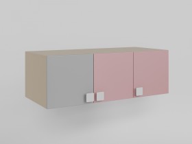 Антресоль на шкаф 3-х створчатый (Розовый/Серый/корпус Клен) в Кормиловке - kormilovka.katalogmebeli.com | фото 1