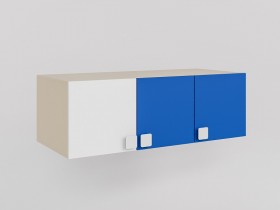 Антресоль на шкаф 3-х створчатый Скай люкс (Синий/Белый/корпус Клен) в Кормиловке - kormilovka.katalogmebeli.com | фото