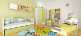 Детская комната Эппл (Зеленый/Белый/корпус Клен) в Кормиловке - kormilovka.katalogmebeli.com | фото 5