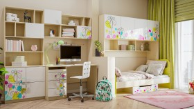 Детская комната Флёр (Белый/корпус Клен) в Кормиловке - kormilovka.katalogmebeli.com | фото