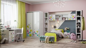 Детская комната Флер (Белый/корпус Выбеленное дерево) в Кормиловке - kormilovka.katalogmebeli.com | фото 1