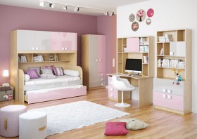 Детская комната Грэйси (Розовый/Серый/корпус Клен) в Кормиловке - kormilovka.katalogmebeli.com | фото 2
