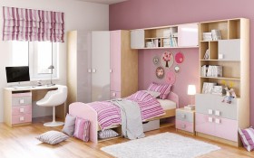 Детская комната Грэйси (Розовый/Серый/корпус Клен) в Кормиловке - kormilovka.katalogmebeli.com | фото 3
