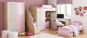 Детская комната Грэйси (Розовый/Серый/корпус Клен) в Кормиловке - kormilovka.katalogmebeli.com | фото 5