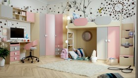 Детская комната Грэйси (Розовый/Серый/корпус Клен) в Кормиловке - kormilovka.katalogmebeli.com | фото