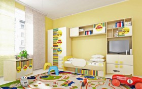 Детская комната Клаксон (Бежевый/корпус Клен) в Кормиловке - kormilovka.katalogmebeli.com | фото 2