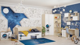 Детская комната Санни (Белый/корпус Клен) в Кормиловке - kormilovka.katalogmebeli.com | фото 2