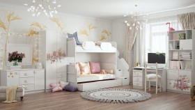 Детская комната Совушки (Белый/корпус Выбеленное дерево) в Кормиловке - kormilovka.katalogmebeli.com | фото 3