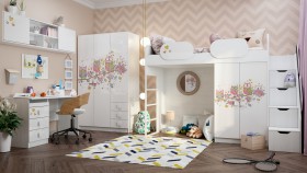 Детская комната Совушки (Белый/корпус Выбеленное дерево) в Кормиловке - kormilovka.katalogmebeli.com | фото
