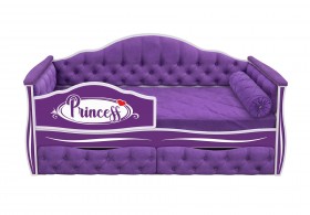 Кровать 160 серии Иллюзия 2 ящика 32 Фиолетовый (мягкие боковые накладки/подушка валик) в Кормиловке - kormilovka.katalogmebeli.com | фото
