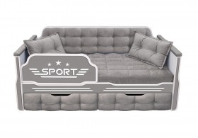 Кровать 160 серии Спорт 2 ящика 45 Серый (подушки) в Кормиловке - kormilovka.katalogmebeli.com | фото