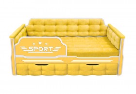 Кровать 160 серии Спорт 2 ящика 74 Жёлтый (мягкие боковые накладки) в Кормиловке - kormilovka.katalogmebeli.com | фото