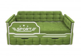 Кровать 160 серии Спорт 2 ящика 76 Зелёный (мягкие боковые накладки) в Кормиловке - kormilovka.katalogmebeli.com | фото