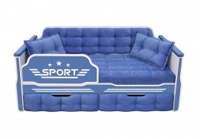 Кровать 160 серии Спорт 2 ящика 85 Синий (подушки) в Кормиловке - kormilovka.katalogmebeli.com | фото
