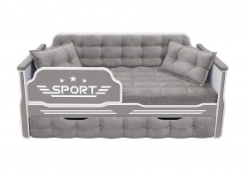 Кровать 170 серии Спорт 1 ящик 45 Серый (подушки) в Кормиловке - kormilovka.katalogmebeli.com | фото