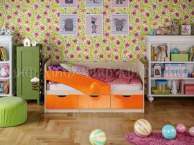 Кровать Бабочки 1,6м (Оранжевый металлик) в Кормиловке - kormilovka.katalogmebeli.com | фото