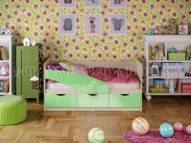 Кровать Бабочки 1,6м (Салатовый металлик) в Кормиловке - kormilovka.katalogmebeli.com | фото