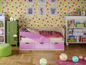 Кровать Бабочки 1,6м (Сиреневый металлик) в Кормиловке - kormilovka.katalogmebeli.com | фото
