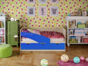 Кровать Бабочки 1,8м (Синий матовый) в Кормиловке - kormilovka.katalogmebeli.com | фото 1