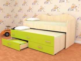 Кровать детская Нимфа двухместная 2.0 Дуб молочный/Лайм в Кормиловке - kormilovka.katalogmebeli.com | фото 1