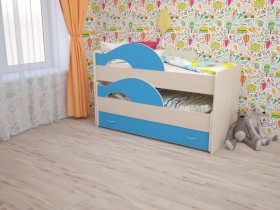Кровать детская Радуга 1600 Млечный дуб/Голубой в Кормиловке - kormilovka.katalogmebeli.com | фото