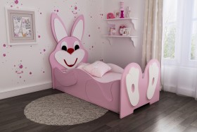 Кровать детская Зайка 1.6 Розовый/Белый в Кормиловке - kormilovka.katalogmebeli.com | фото