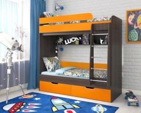 Кровать двухъярусная Юниор-5  Бодего/Оранжевый в Кормиловке - kormilovka.katalogmebeli.com | фото