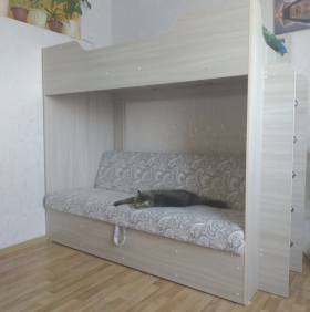 Кровать двухъярусная с диваном (Беленый дуб) в Кормиловке - kormilovka.katalogmebeli.com | фото