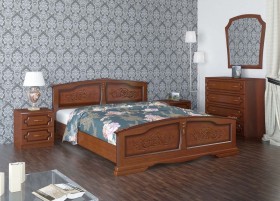 Кровать Елена из массива сосны 1600*2000 Орех в Кормиловке - kormilovka.katalogmebeli.com | фото