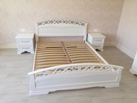 Кровать Грация-1 из массива сосны 1600*2000 Белый античный в Кормиловке - kormilovka.katalogmebeli.com | фото 9