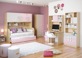 Кровать Грэйси 1650х750 (Розовый/Серый/корпус Клен) в Кормиловке - kormilovka.katalogmebeli.com | фото 3