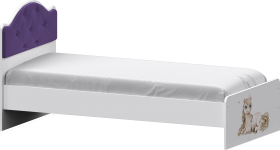 Кровать Каспер с мягкой спинкой и фотопечатью (800х1900)Белый/Фиолетовый в Кормиловке - kormilovka.katalogmebeli.com | фото