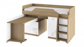 Кровать комбинированная «Оксфорд» (Ривьера/Белый с рисунком) в Кормиловке - kormilovka.katalogmebeli.com | фото 3