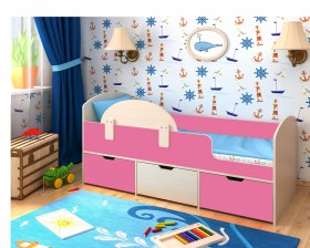 Кровать Малыш-мини Дуб молочный/Розовый в Кормиловке - kormilovka.katalogmebeli.com | фото