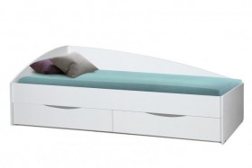 Кровать одинарная "Фея - 3" (асимметричная) (2000х900) New/(белый / белый / ДВПО белый) в Кормиловке - kormilovka.katalogmebeli.com | фото