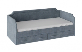 Кровать с мягкой обивкой и ящиками «Кантри» Тип 1 (900) (Замша синяя) в Кормиловке - kormilovka.katalogmebeli.com | фото