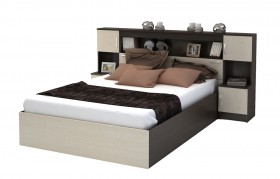 Кровать с прикроватным блоком КР 552 Спальня Basya (венге/белфорт) в Кормиловке - kormilovka.katalogmebeli.com | фото