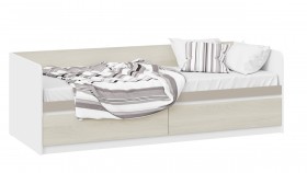 Кровать «Сканди» с 2 ящиками Дуб Гарден/Белый/Глиняный серый в Кормиловке - kormilovka.katalogmebeli.com | фото
