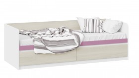 Кровать «Сканди» с 2 ящиками Дуб Гарден/Белый/Лиловый в Кормиловке - kormilovka.katalogmebeli.com | фото