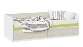 Кровать «Сканди» с 2 ящиками Дуб Гарден/Белый/Зеленый в Кормиловке - kormilovka.katalogmebeli.com | фото
