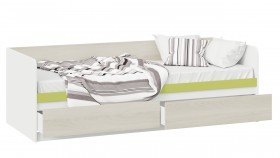 Кровать «Сканди» с 2 ящиками Дуб Гарден/Белый/Зеленый в Кормиловке - kormilovka.katalogmebeli.com | фото 2