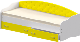 Кровать Софа-7 с мягкой спинкой (800х1900) Белый/Желтый в Кормиловке - kormilovka.katalogmebeli.com | фото