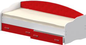 Кровать Софа-7 с мягкой спинкой (800х1900) Белый/Красный в Кормиловке - kormilovka.katalogmebeli.com | фото