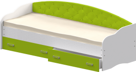Кровать Софа-7 с мягкой спинкой (800х1900) Белый/Лайм в Кормиловке - kormilovka.katalogmebeli.com | фото 1