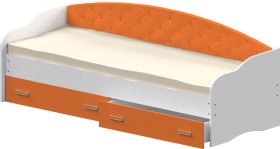 Кровать Софа-7 с мягкой спинкой (800х1900) Белый/Оранжевый в Кормиловке - kormilovka.katalogmebeli.com | фото 1