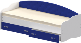 Кровать Софа-7 с мягкой спинкой (800х1900) Белый/Синий в Кормиловке - kormilovka.katalogmebeli.com | фото