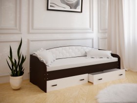 Кровать Софа-7 с мягкой спинкой (800х1900) Венге/ Белый в Кормиловке - kormilovka.katalogmebeli.com | фото