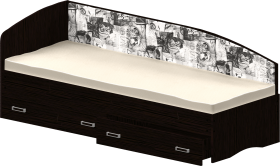 Кровать Софа-9 с мягкой спинкой с рисунком Милана (900х1900) Венге в Кормиловке - kormilovka.katalogmebeli.com | фото