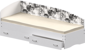 Кровать Софа-9 с мягкой спинкой с рисунком Милана (900х2000) Белый в Кормиловке - kormilovka.katalogmebeli.com | фото