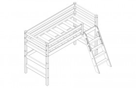 Кровать Соня вариант 6 полувысокая с наклонной лестницей Лаванда в Кормиловке - kormilovka.katalogmebeli.com | фото 2